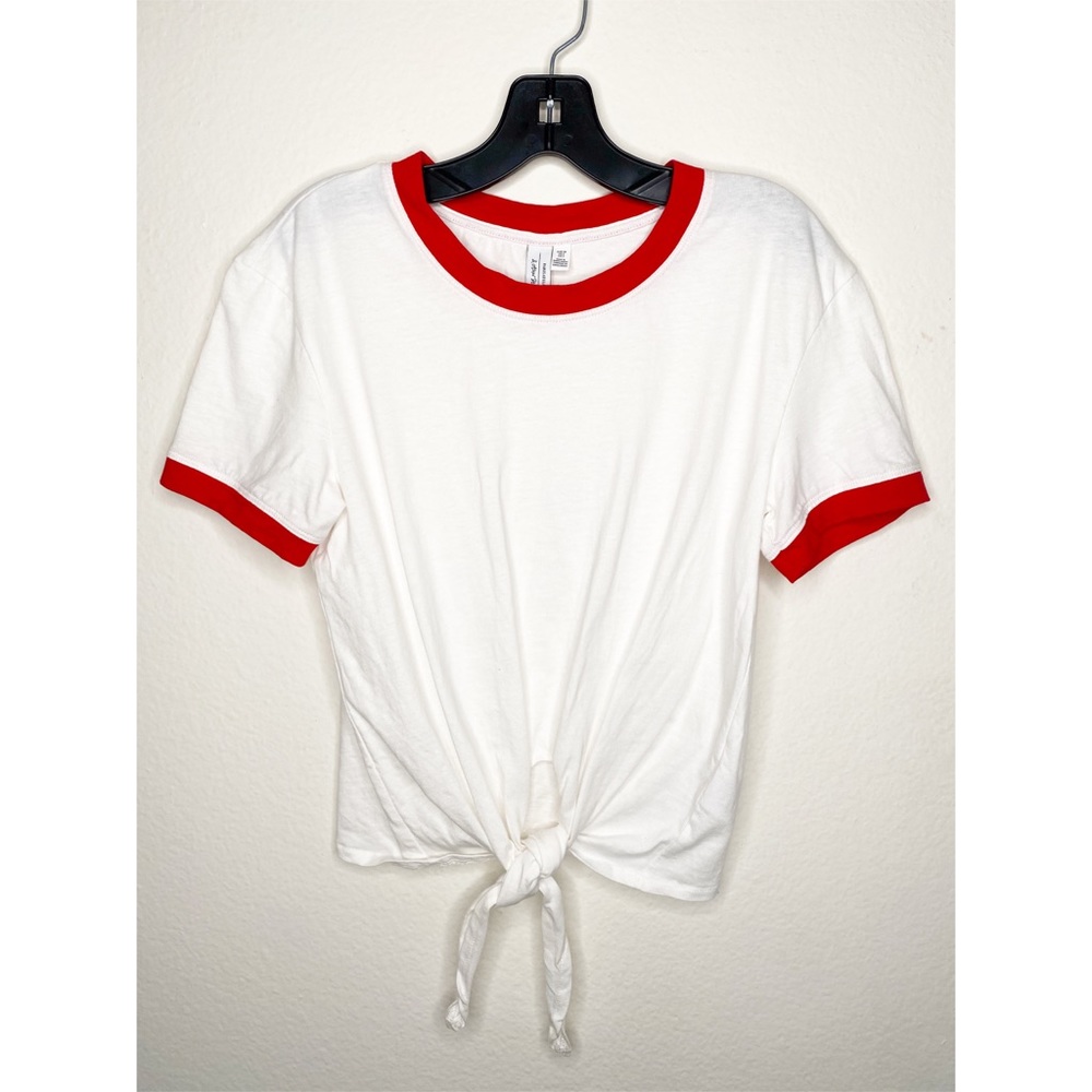 & Other Stories Ringer Tee White Red Tie Top Small